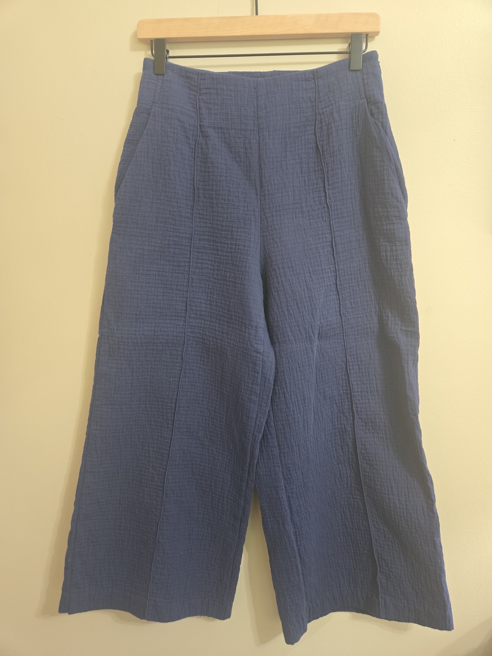 Maeve Anthropologie Wide Leg Gauze Pants Women's Size‎ 4 Navy Blue NWOT Pull On